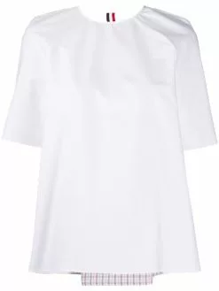 Thom Browne box pleat short sleeve blouse