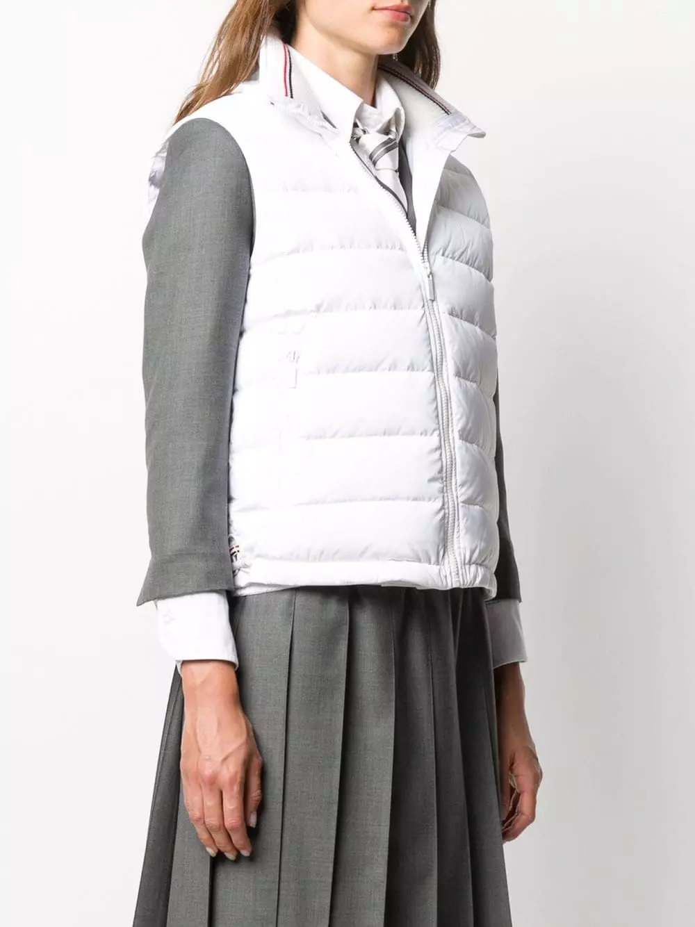 Thom Browne Rear stripe padded gilet down jackets of women 3 Thom Browne rear stripe padded gilet