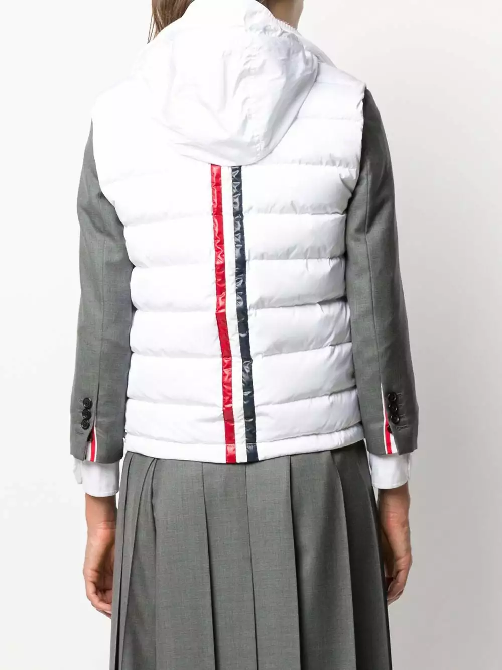 Thom Browne Rear stripe padded gilet down jackets of women 4 Thom Browne rear stripe padded gilet