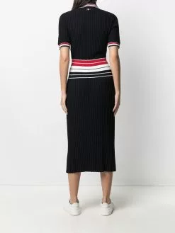 Thom Browne RWB-stripe knitted polo dress