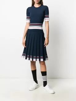 Thom Browne stripe-print box-pleat skirt