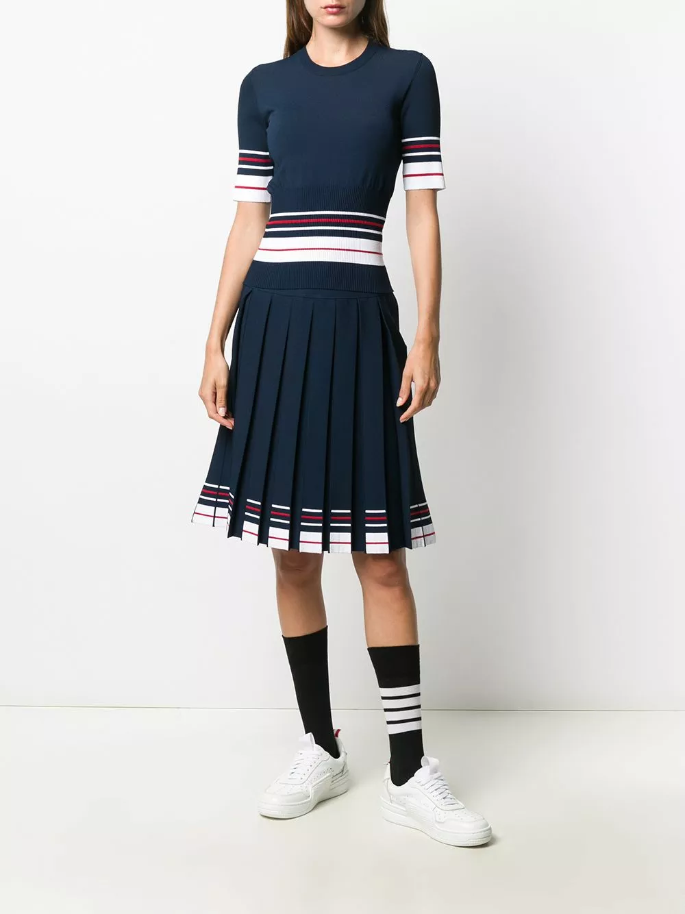 Thom Browne Stripe print box pleat skirt pleated skirts of women 2 Thom Browne stripe-print box-pleat skirt