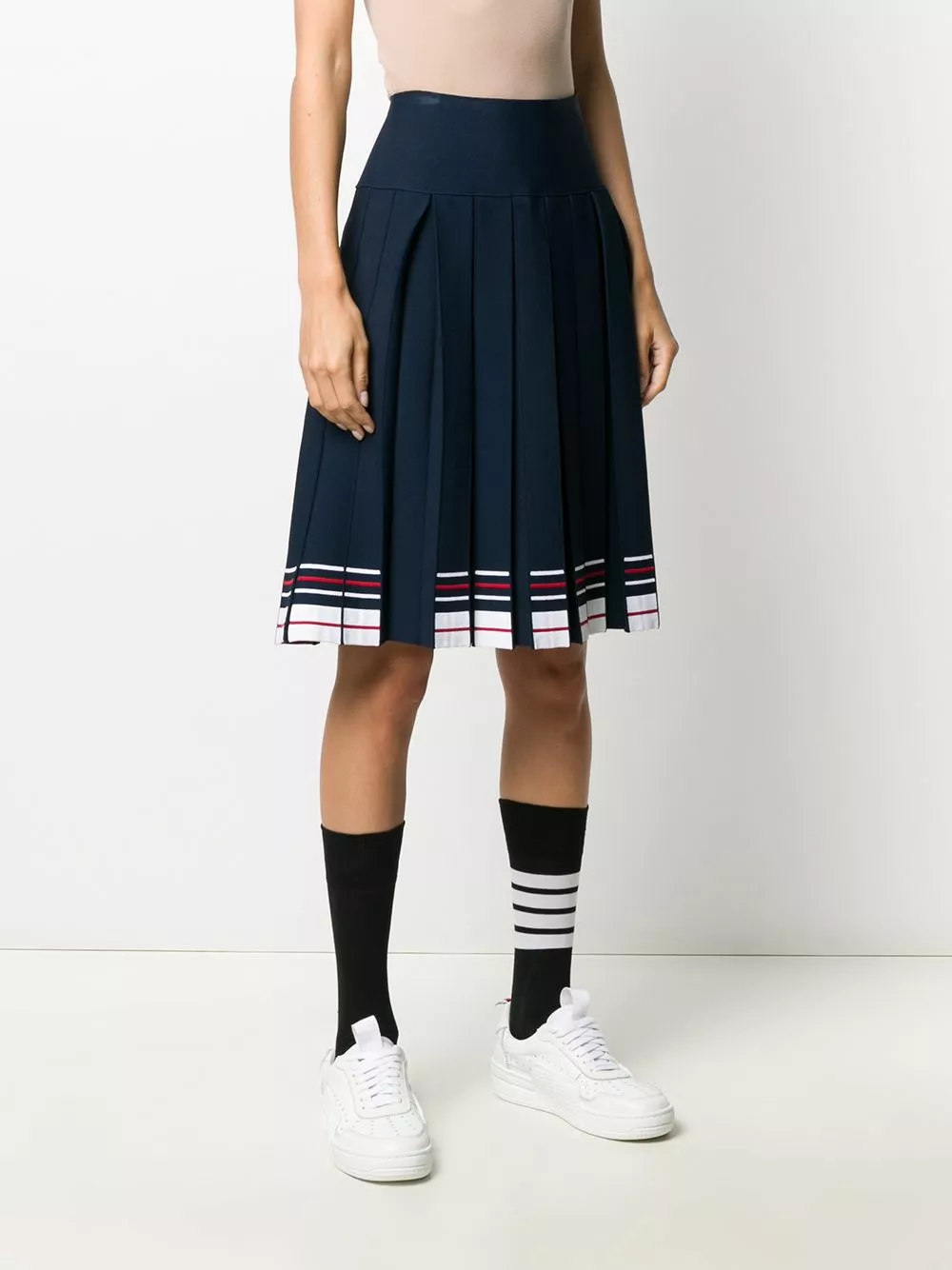 Thom Browne Stripe print box pleat skirt pleated skirts of women 3 Thom Browne stripe-print box-pleat skirt