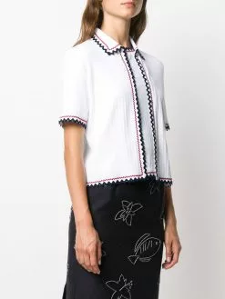 Thom Browne zigzag trim short sleeve cardigan