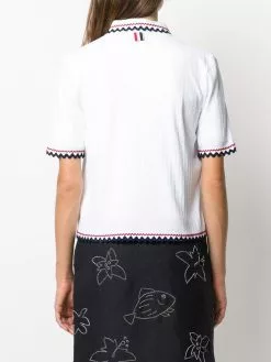 Thom Browne zigzag trim short sleeve cardigan