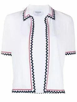 Thom Browne zigzag trim short sleeve cardigan