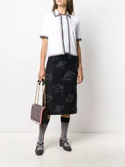 Thom Browne zigzag trim short sleeve cardigan