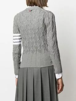 Thom Browne 4-Bar fan cable knit cardigan