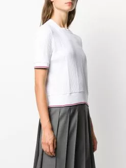 Thom Browne square neck ribbed-knit top