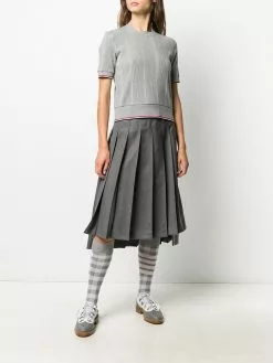 Thom Browne square neck ribbed-knit top