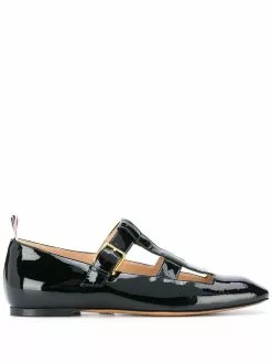 Thom Browne strappy patent ballerina shoes