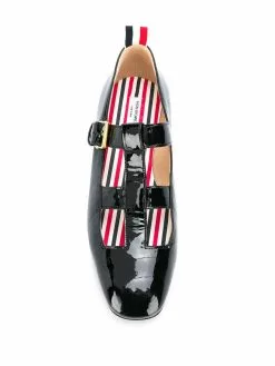 Thom Browne strappy patent ballerina shoes