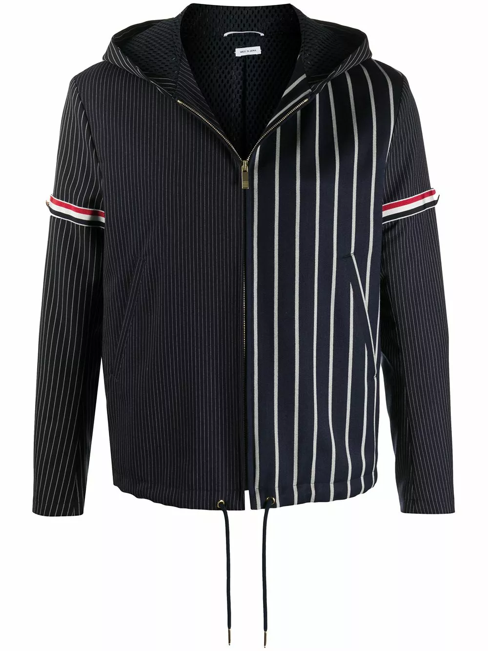 Thom Browne Striped asymmetric jacket hooded jackets of men 1 Thom Browne striped asymmetric jacket