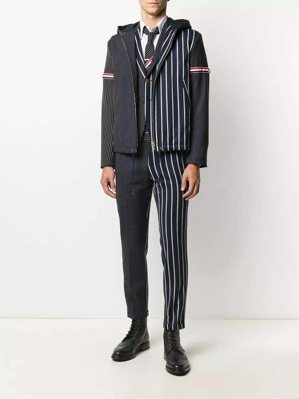 Thom Browne Striped asymmetric jacket hooded jackets of men 2 Thom Browne striped asymmetric jacket