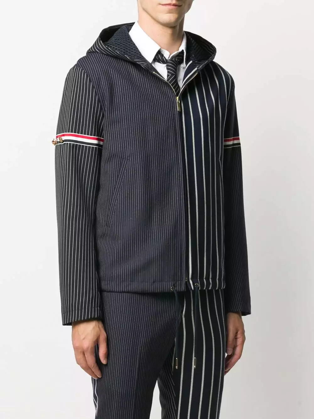 Thom Browne Striped asymmetric jacket hooded jackets of men 3 Thom Browne striped asymmetric jacket