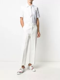 Thom Browne logo-patch short-sleeve shirt