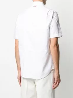 Thom Browne logo-patch short-sleeve shirt
