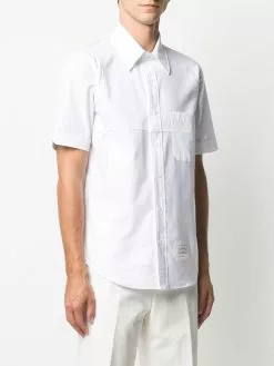 Thom Browne logo-patch short-sleeve shirt