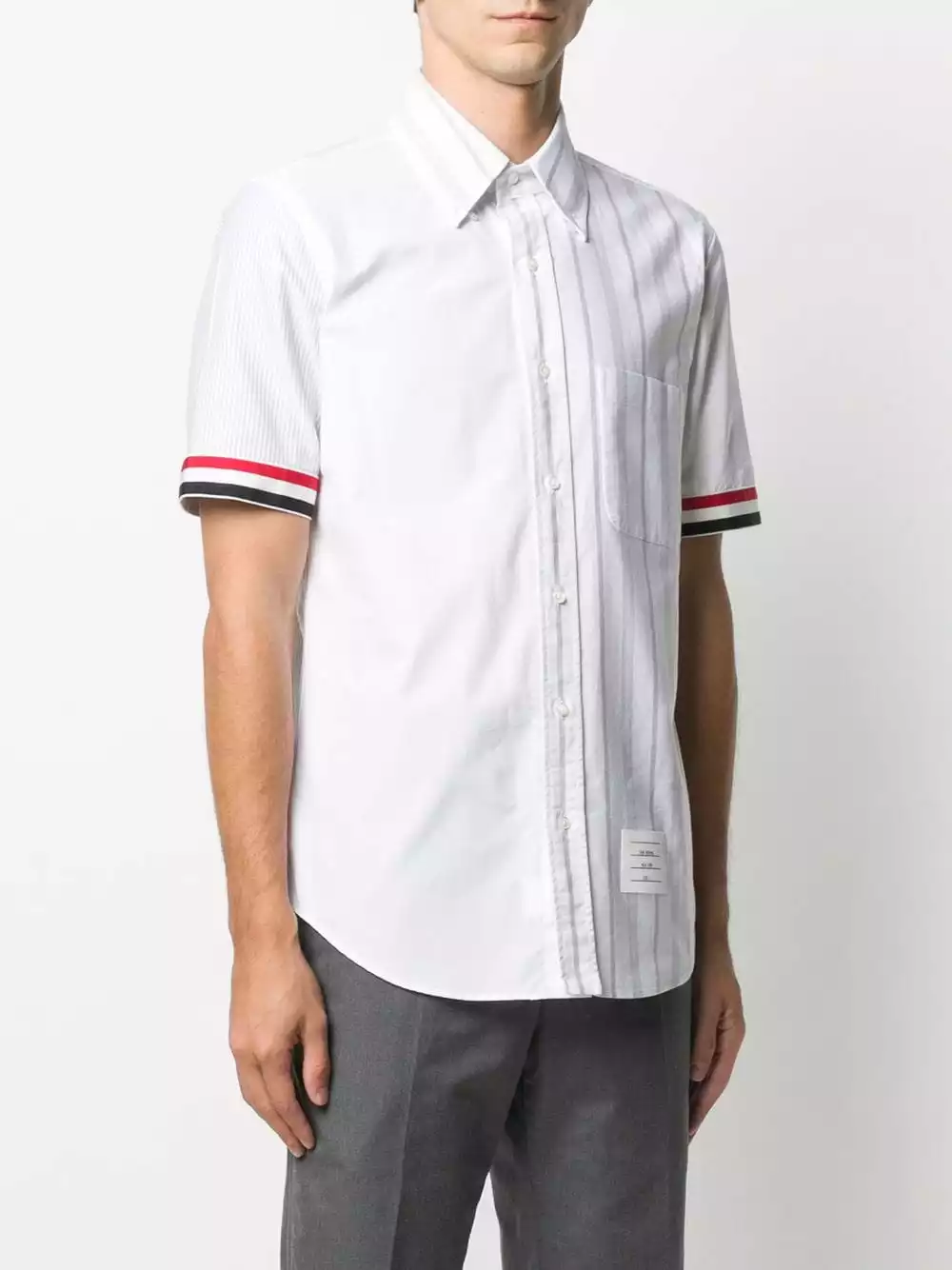 Thom Browne Fun mix striped shot sleeve shirt shirts of men 3 Thom Browne Fun-mix striped shot-sleeve shirt