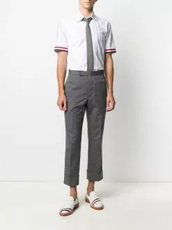 Thom Browne Fun-mix striped shot-sleeve shirt