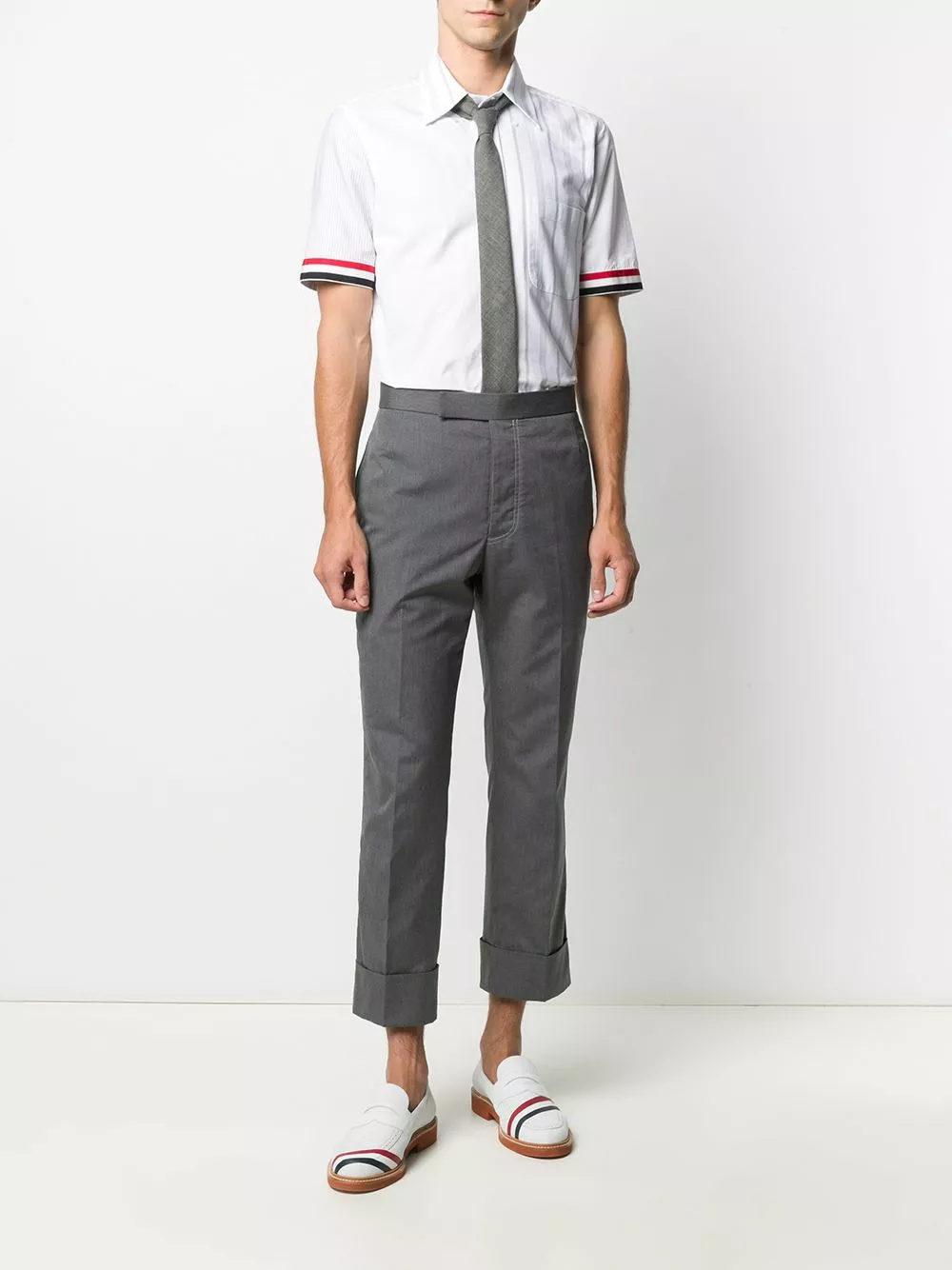 Thom Browne Fun mix striped shot sleeve shirt shirts of men 2 Thom Browne Fun-mix striped shot-sleeve shirt
