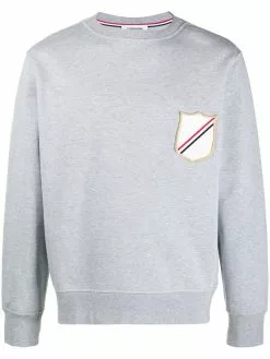 Thom Browne crest-patch boat-neck sweatshirt