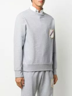 Thom Browne crest-patch boat-neck sweatshirt