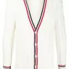 Thom Browne heritage cable knit RWB stripe cardigan
