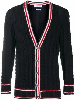 Thom Browne cable knit V-neck cardigan