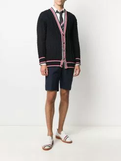 Thom Browne cable knit V-neck cardigan
