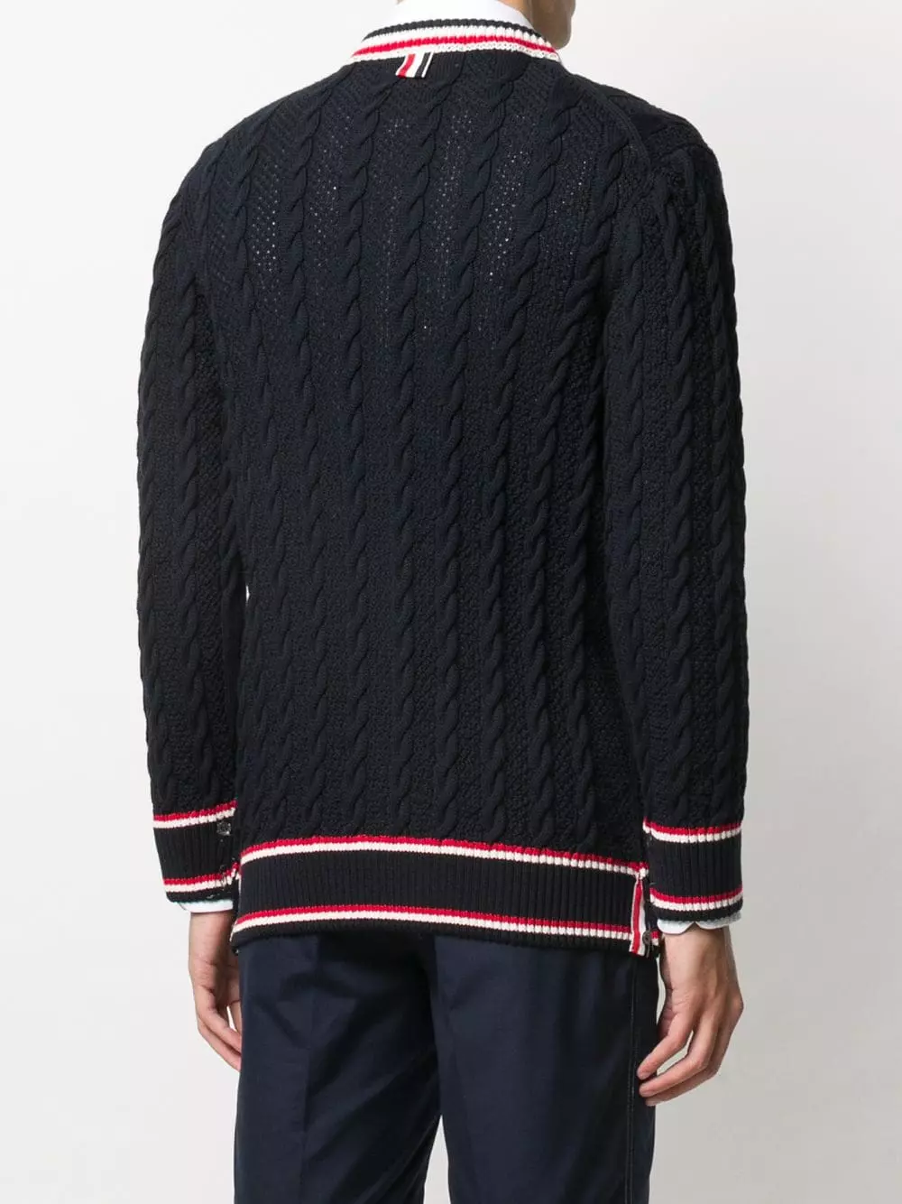 Thom Browne Cable knit V neck cardigan cardigans of men 4 Thom Browne cable knit V-neck cardigan