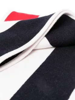 Thom Browne jacquard large stripe fringe scarf