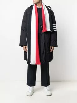 Thom Browne jacquard large stripe fringe scarf