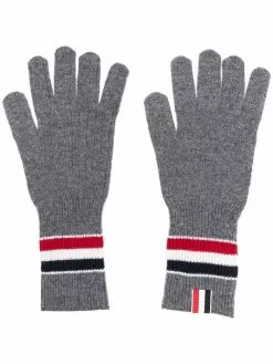 Thom Browne merino wool stripe rib gloves