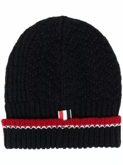 Thom Browne knitted merino beanie hat
