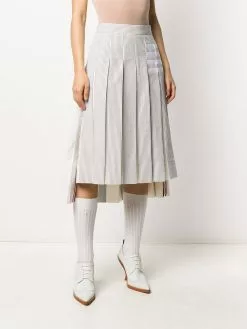 Thom Browne pleat-detail seersucker skirt