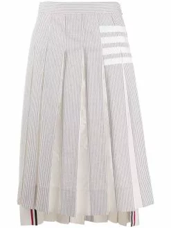 Thom Browne pleat-detail seersucker skirt