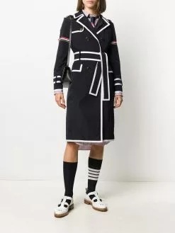 Thom Browne contrast-trim trench coat