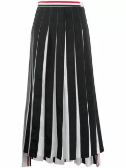 Thom Browne RWB-detail pleated ankle-length skirt