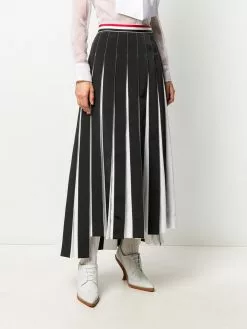 Thom Browne RWB-detail pleated ankle-length skirt