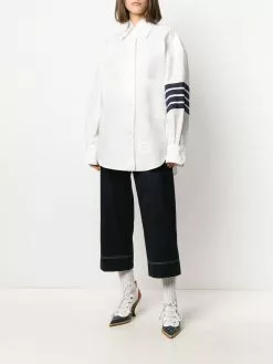 Thom Browne 4-Bar stripe oversize shirt
