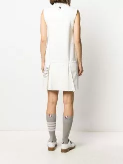Thom Browne 4-Bar stripe pleated polo dress