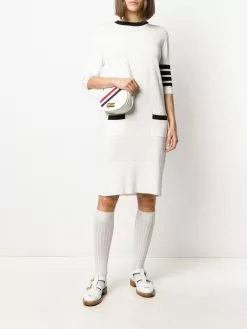 Thom Browne Hector four-bar stripe midi dress