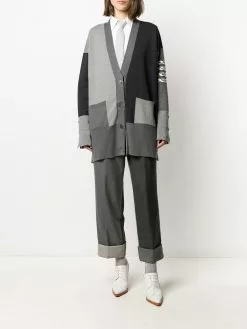 Thom Browne Funmix 4-Bar stripe cardi-coat