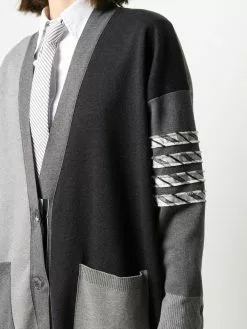 Thom Browne Funmix 4-Bar stripe cardi-coat