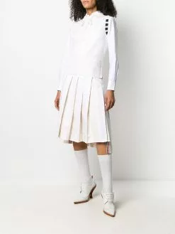 Thom Browne 4-Bar stripe tie crew neck top