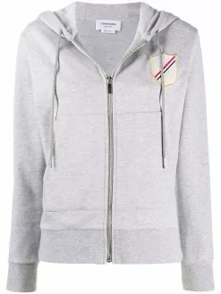 Thom Browne patch-detail zip-up hoodie