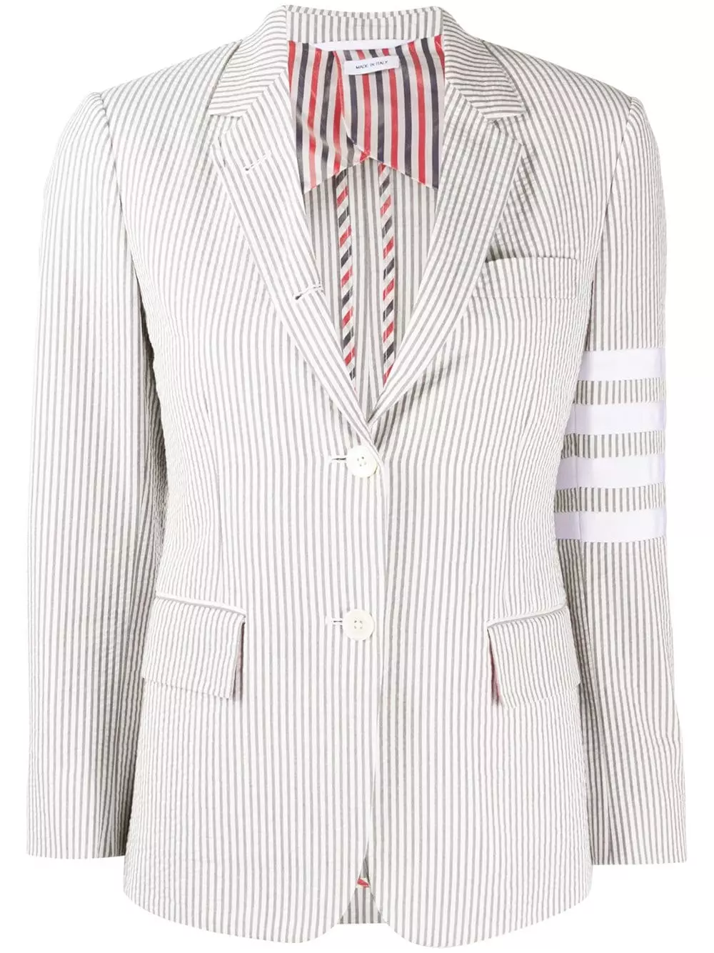 Thom Browne 4 Bar stripe seersucker sportcoat blazers of women 1 Thom Browne 4-Bar stripe seersucker sportcoat