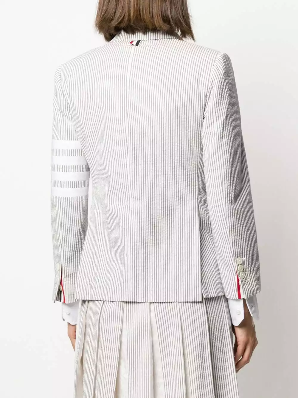 Thom Browne 4 Bar stripe seersucker sportcoat blazers of women 4 Thom Browne 4-Bar stripe seersucker sportcoat