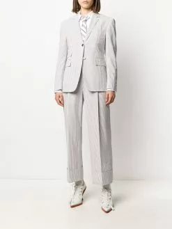 Thom Browne stripe high-waist trousers with suspenders